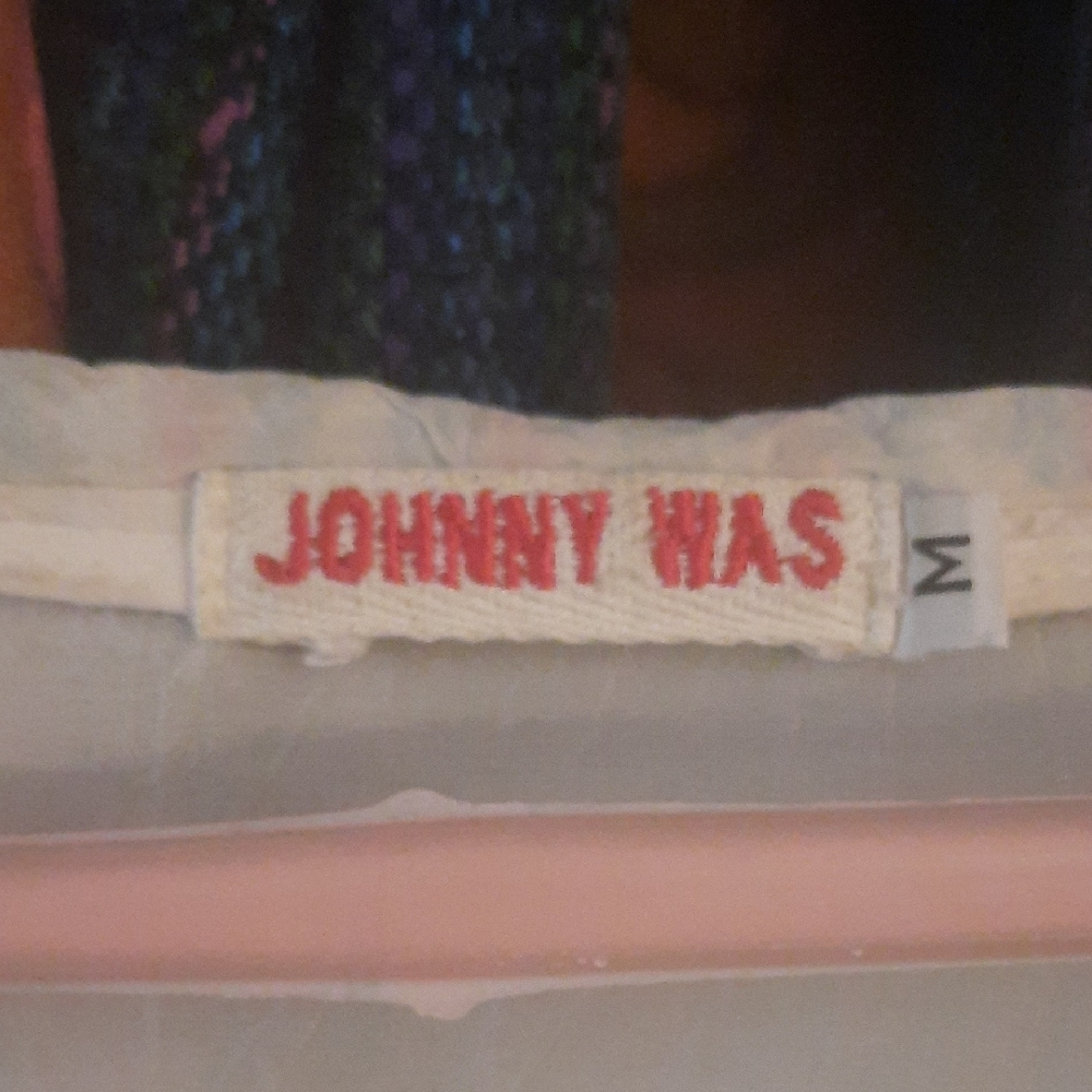 Johnny Was White V‑Neck Embroidered Long Sleeve Top with Pink Floral Accents - Picture 7 of 8